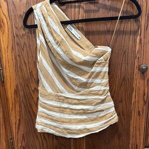 Zara One-Shoulder Striped Top